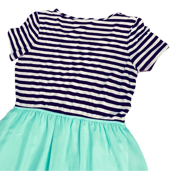 Charming Charlie size small teal mini dress with black & white striped top EUC - Picture 6 of 11